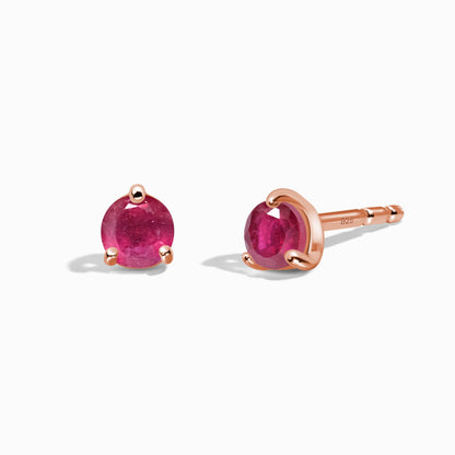Boucles d'oreilles rondes en rubis - Pierre de naissance de juillet