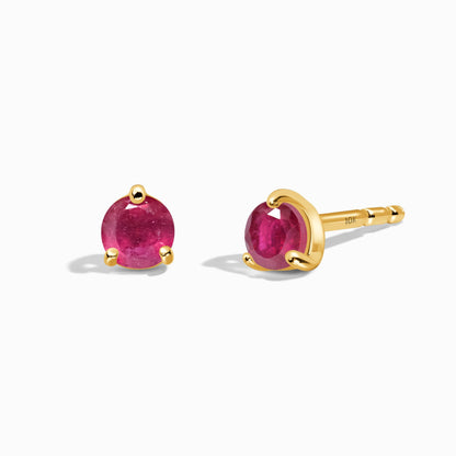 Boucles d'oreilles rondes en rubis - Pierre de naissance de juillet