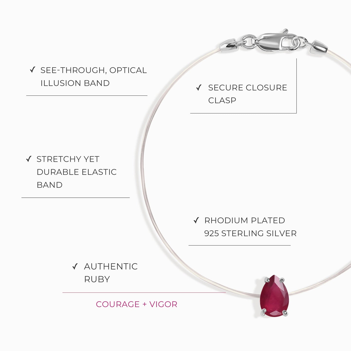 Bracelet Rubis Floating Sway - Pierre de naissance de juillet