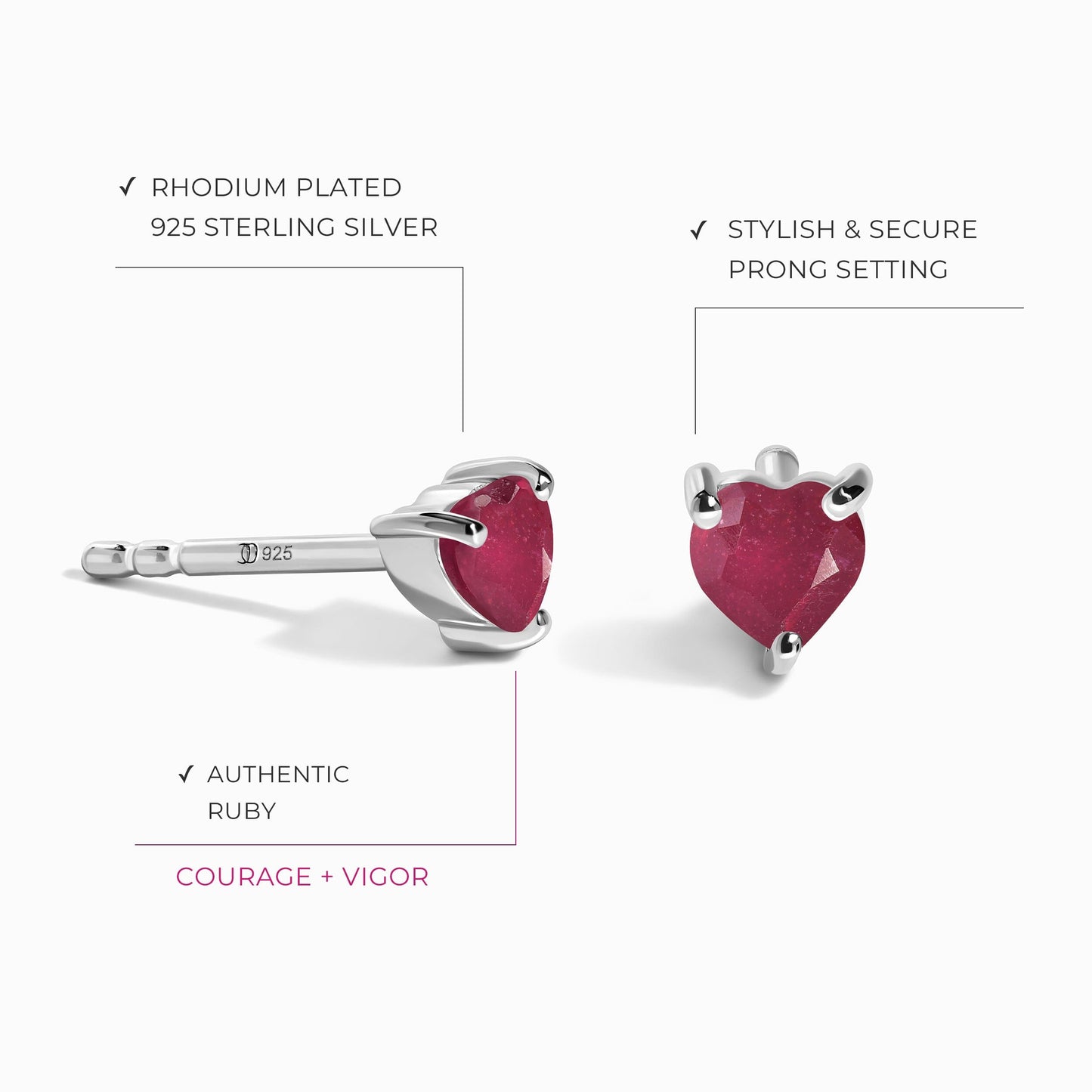 Boucles d'oreilles Rubis - Amour