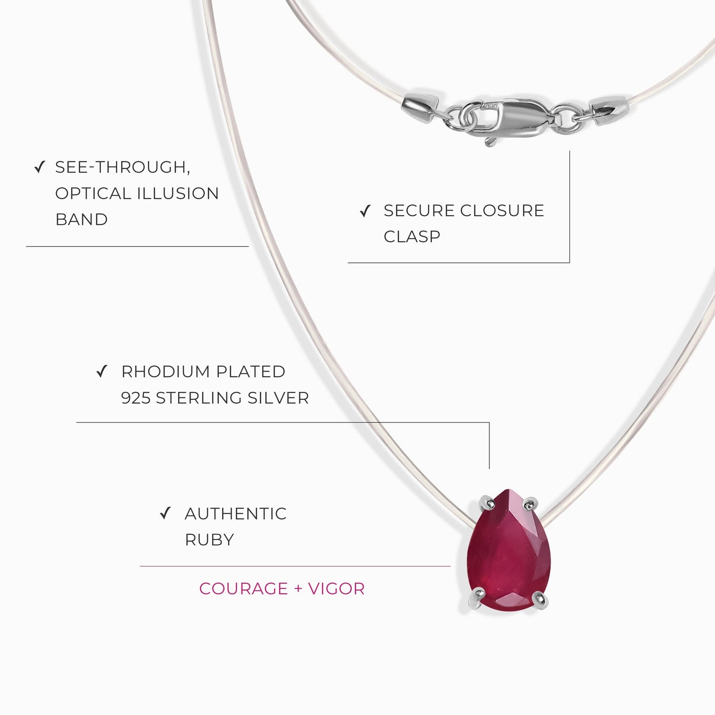 Collier Rubis Floating Sway - Pierre de naissance de juillet