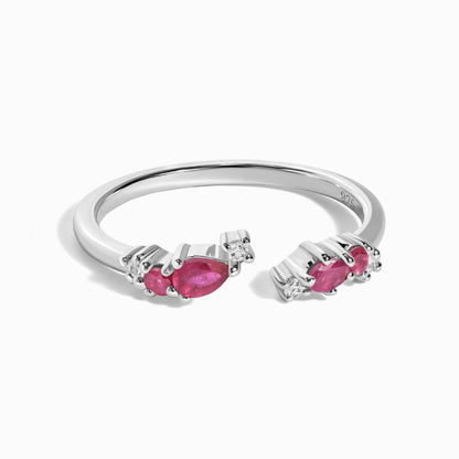 Bague ajustable en rubis Flourish - Pierre de naissance de juillet