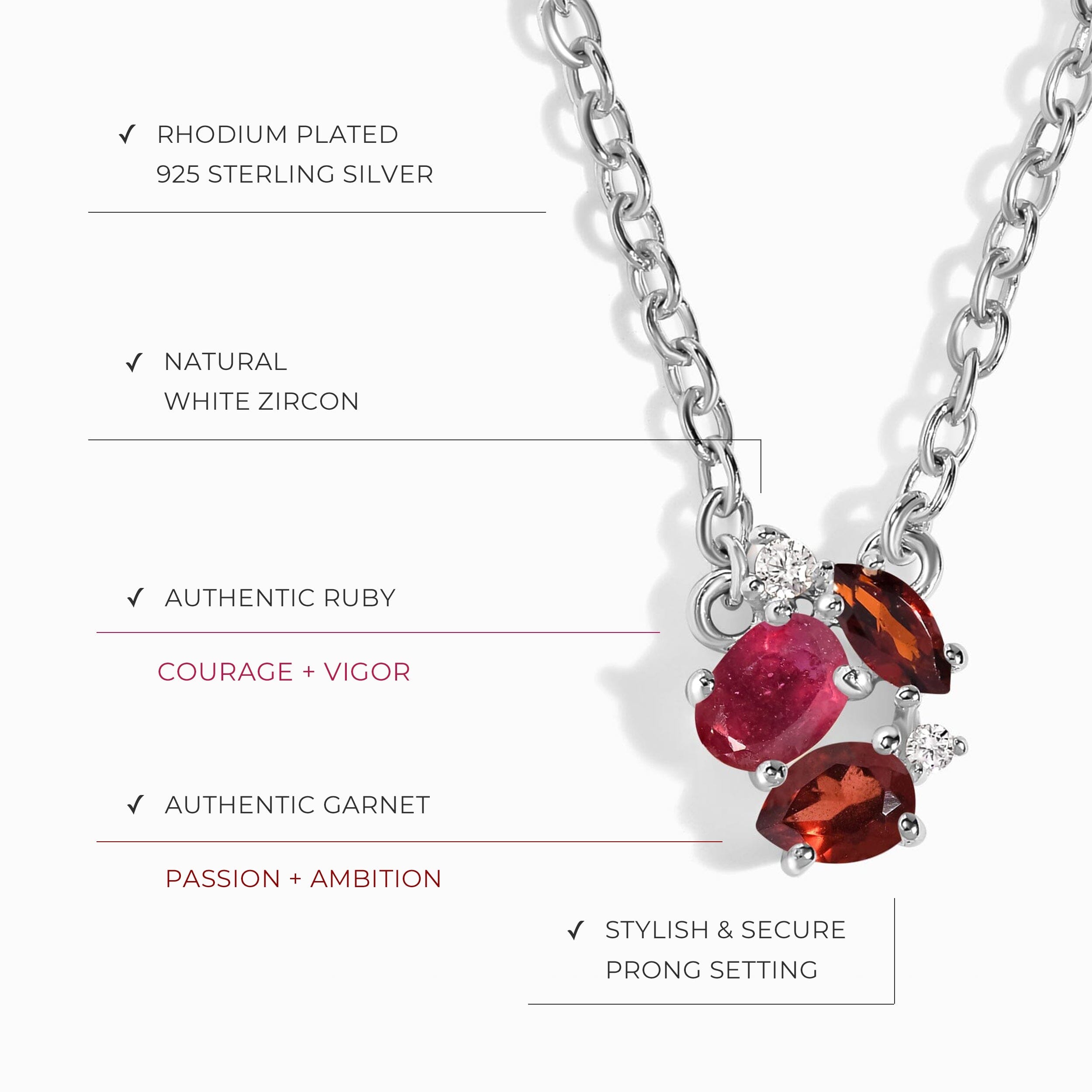 Ruby Garnet Necklace - Orion