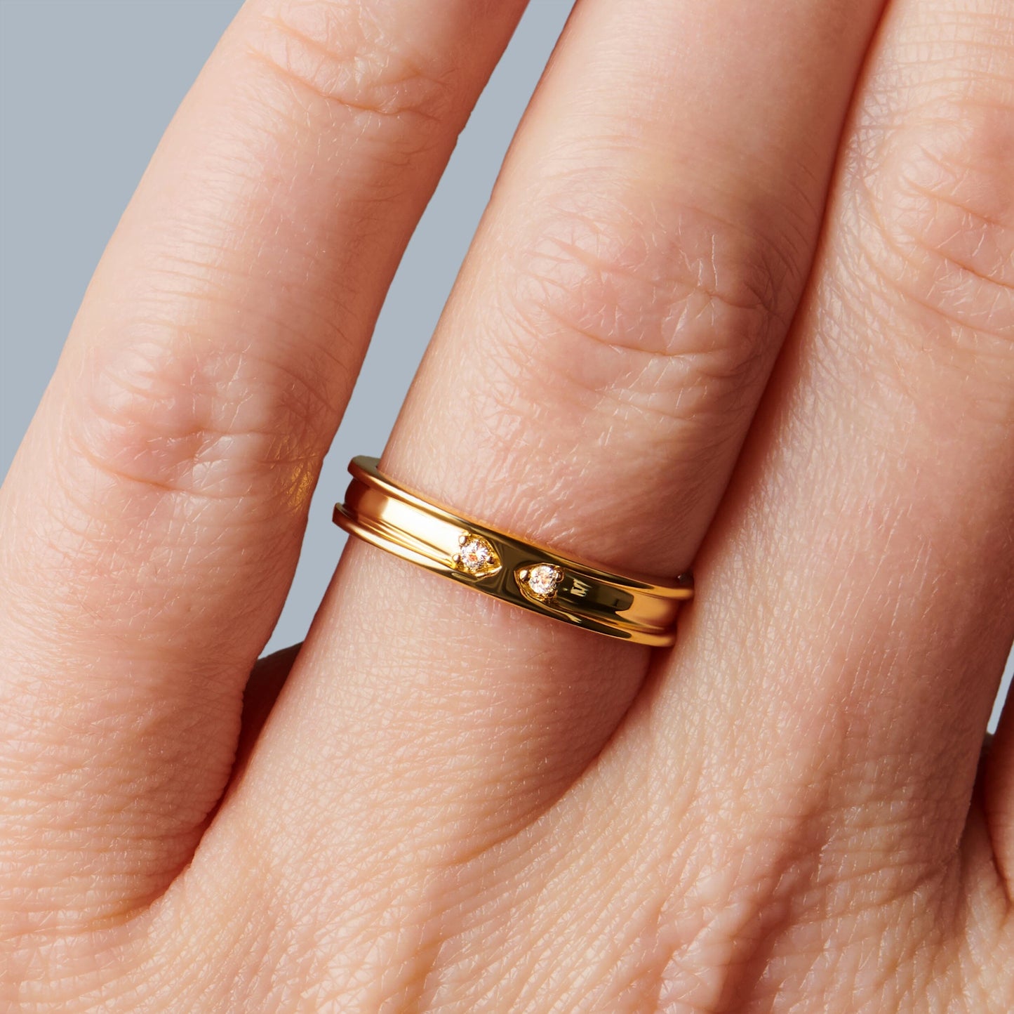 Bague unisexe en zircon blanc - Individualiste