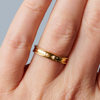 Bague unisexe en zircon blanc - Individualiste