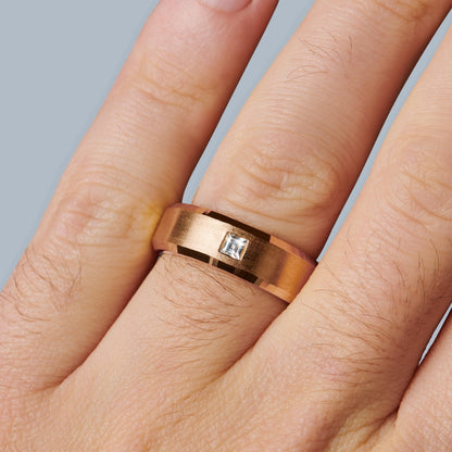 Bague unisexe en zircon blanc - Fabriquée