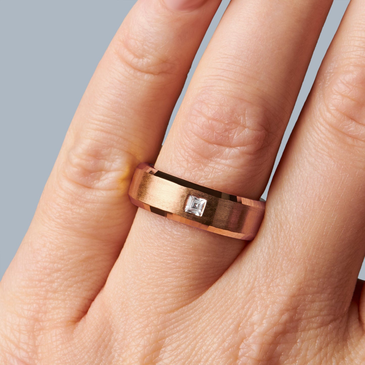 Bague unisexe en zircon blanc - Fabriquée