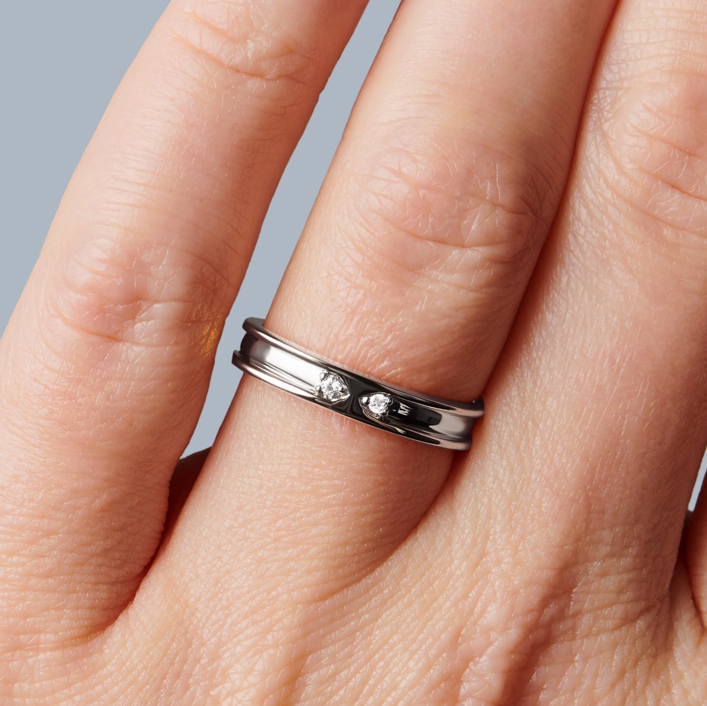 Bague unisexe en zircon blanc - Individualiste