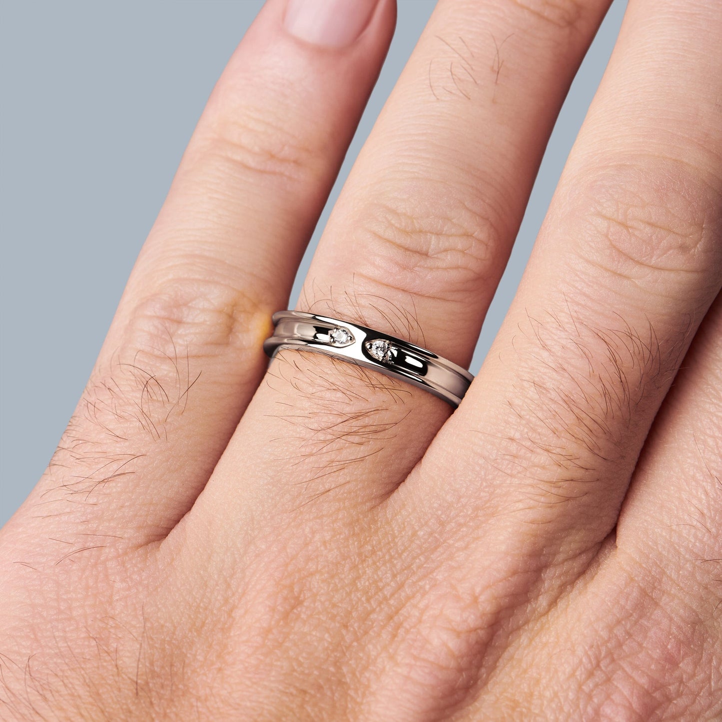 Bague unisexe en zircon blanc - Individualiste