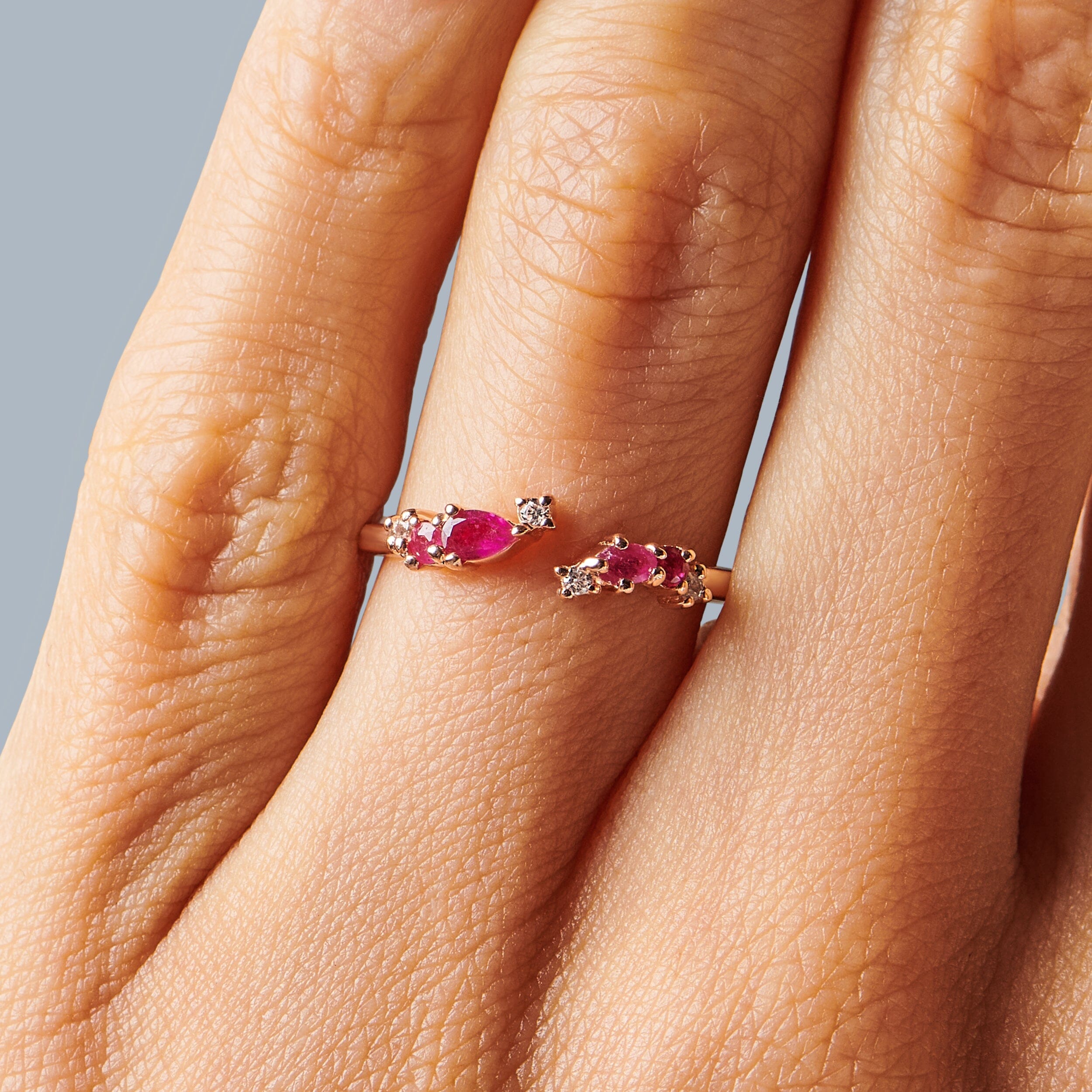 Adjustable Pink Tourmaline Ring Flourish - October Birthstone