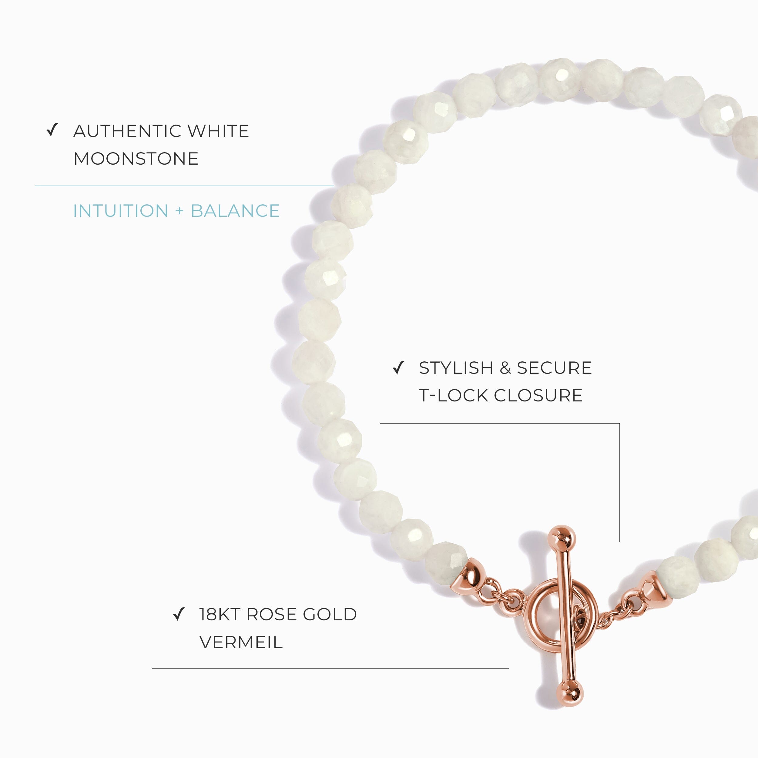 White Moonstone T-Lock Beads Bracelet - Raise Your Vibrations