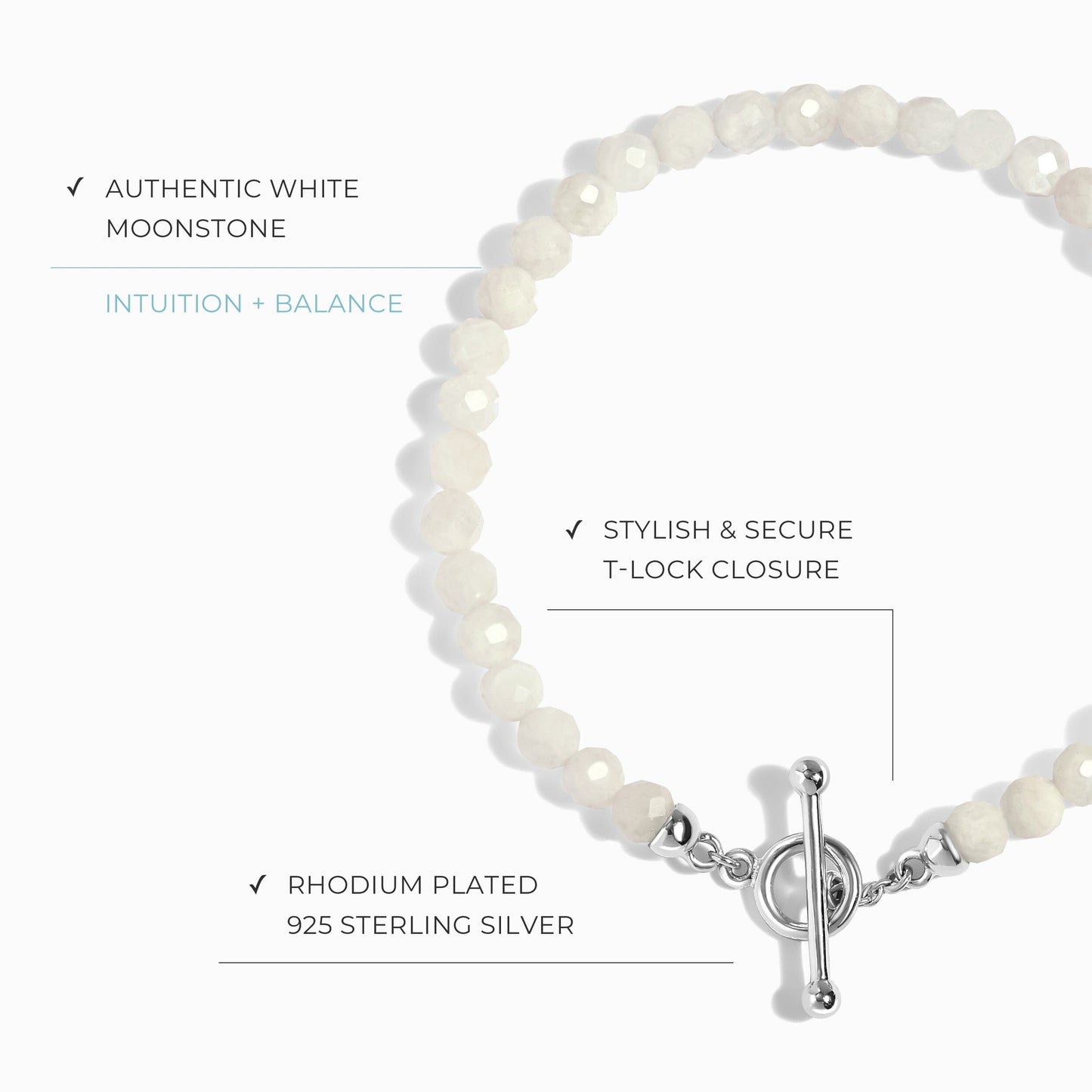 White Moonstone T-Lock Beads Bracelet - Raise Your Vibrations