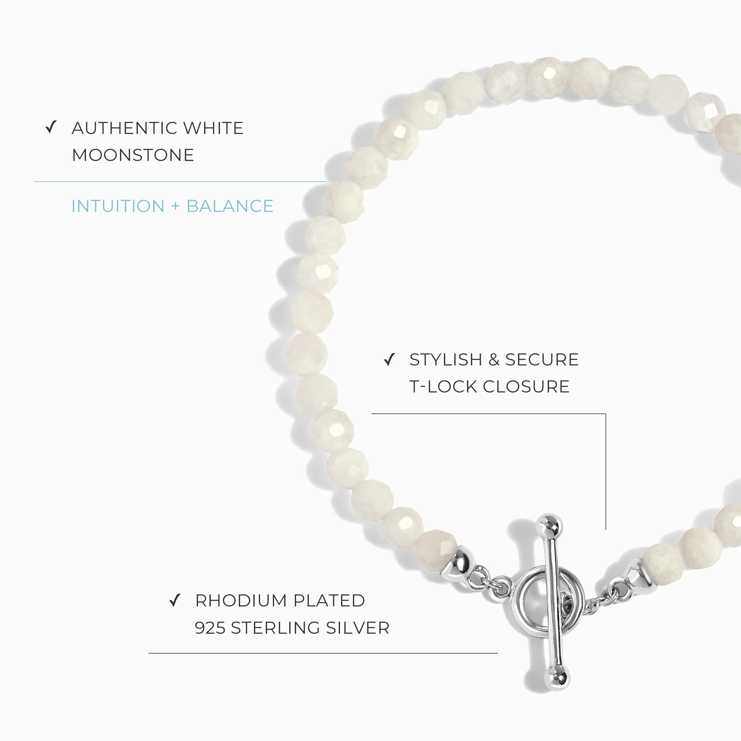 White Moonstone T-Lock Beads Bracelet - Raise Your Vibrations