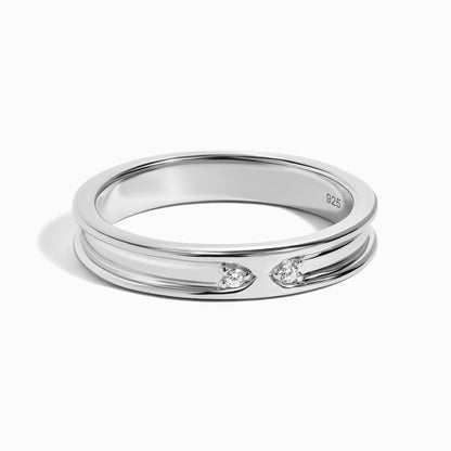 Bague unisexe en zircon blanc - Individualiste