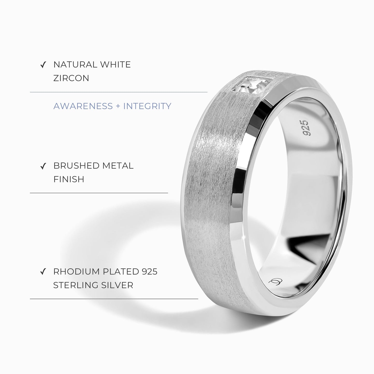 Bague unisexe en zircon blanc - Fabriquée