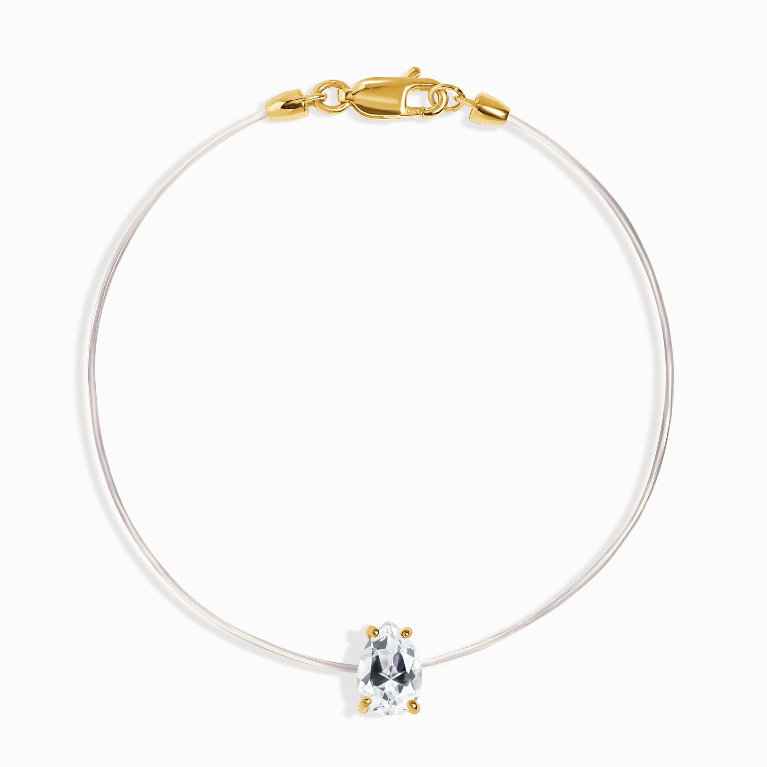 White Topaz Bracelet Floating Sway - April Birthstone