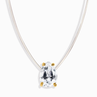 Collier en topaze blanche flottante - Pierre de naissance d'avril
