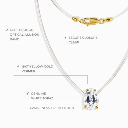 Collier en topaze blanche flottante - Pierre de naissance d'avril