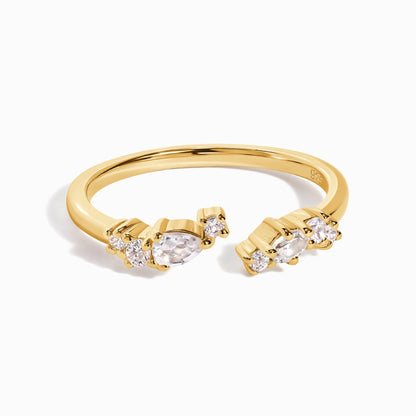 Bague ajustable en topaze blanche Flourish – Pierre de naissance d'avril