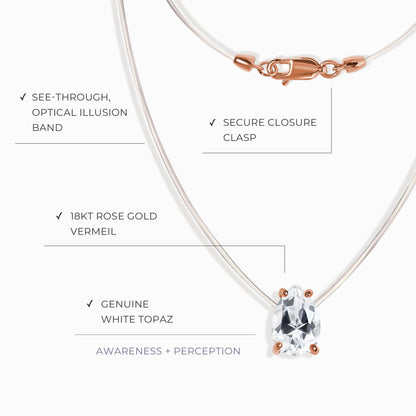Collier en topaze blanche flottante - Pierre de naissance d'avril