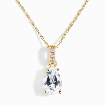 Collier Sway en topaze blanche et diamants - Pierre de naissance d'avril