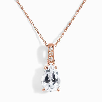 Collier Sway en topaze blanche et diamants de laboratoire - Pierre de naissance d'avril