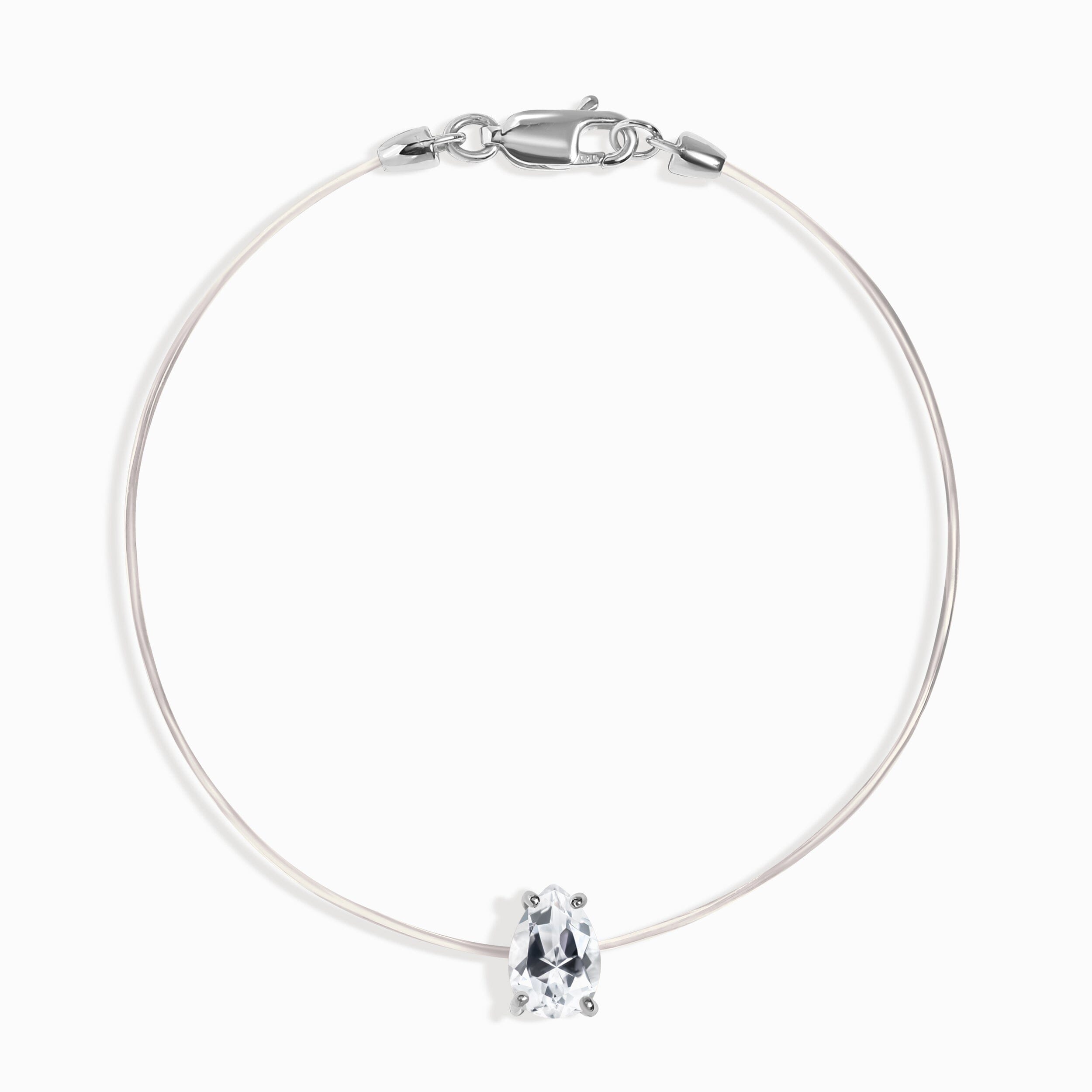 White Topaz Bracelet Floating Sway - April Birthstone