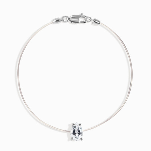 White Topaz Bracelet Floating Sway - April Birthstone
