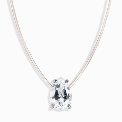 Collier en topaze blanche flottante - Pierre de naissance d'avril