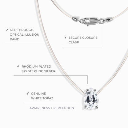 Collier en topaze blanche flottante - Pierre de naissance d'avril