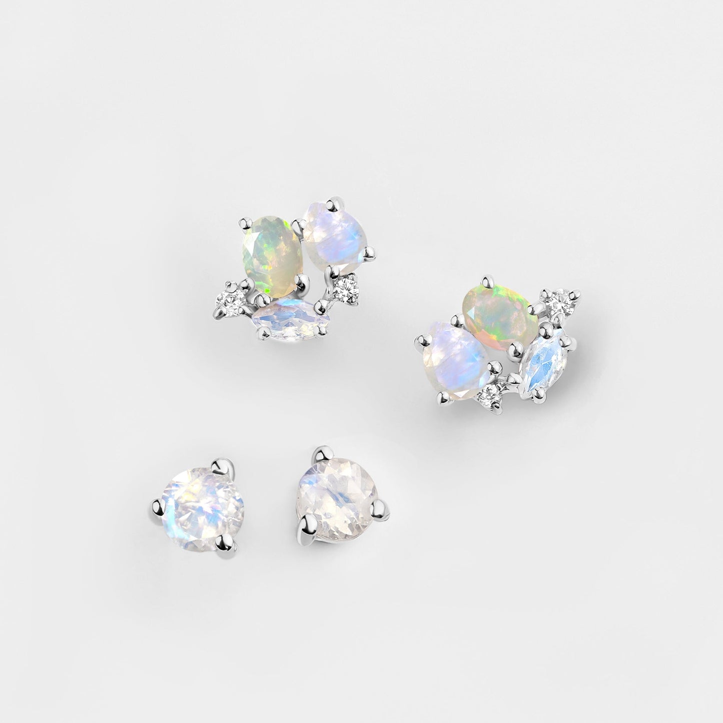 Ensemble de boucles d'oreilles créoles en pierre de lune et opale - Positive Aura