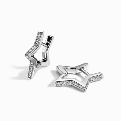 Boucles d'oreilles en zircon blanc - Créoles Galaxy