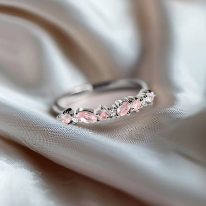 Bague en quartz rose et zircon blanc - Grace