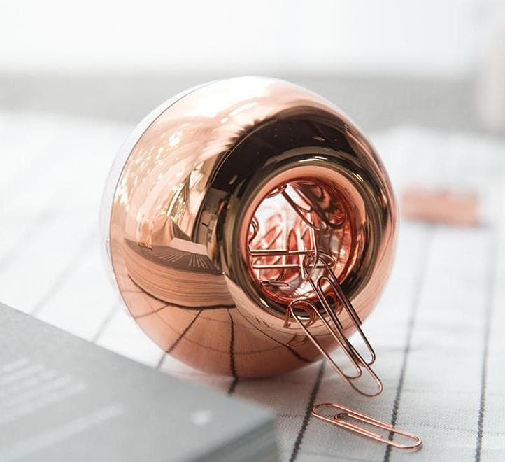 Rose Gold Metal Paper Clip With Magnetic Needle Holder