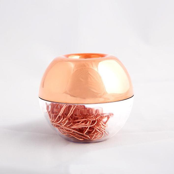 Rose Gold Metal Paper Clip With Magnetic Needle Holder