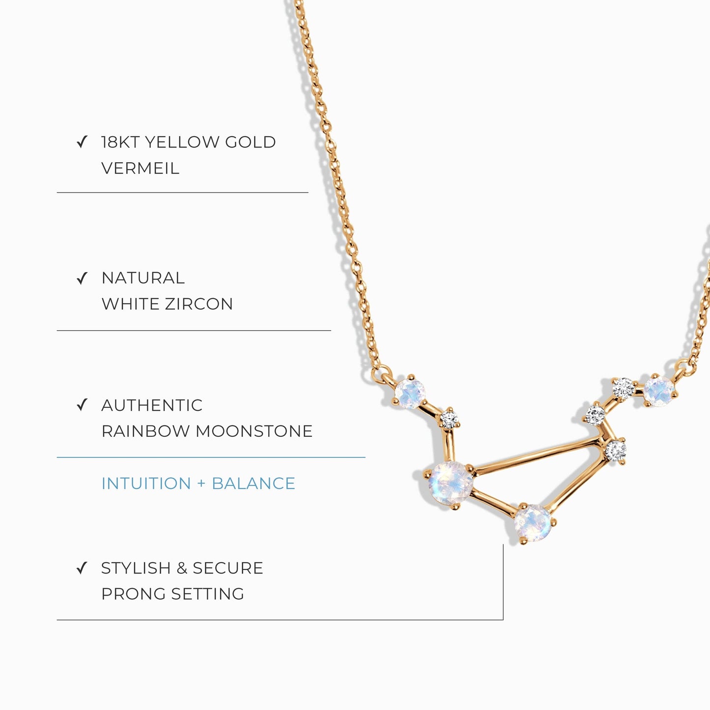 Collier constellation du zodiaque Balance et saphir bleu