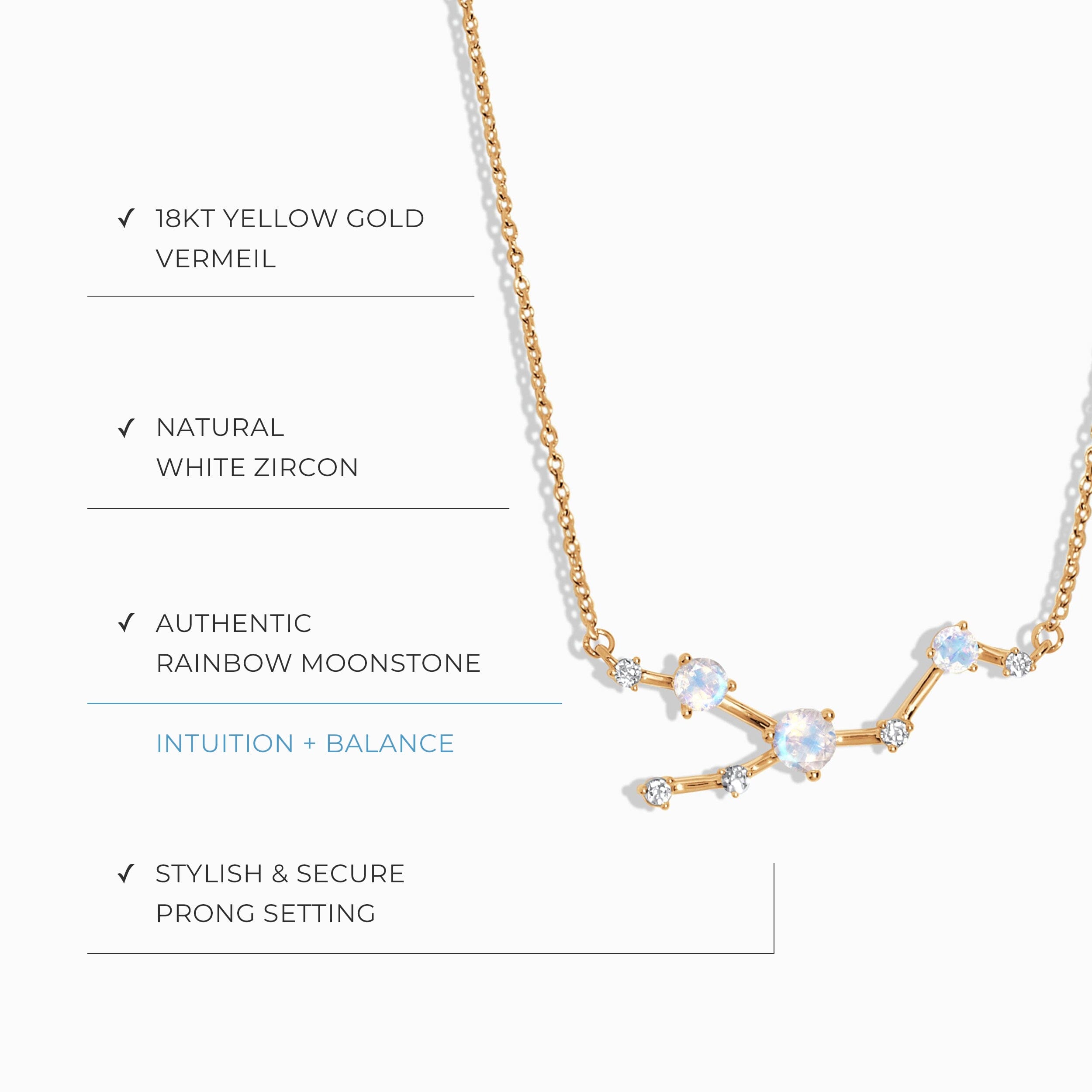 Taurus Zodiac Constellation Necklace & White Topaz Sway