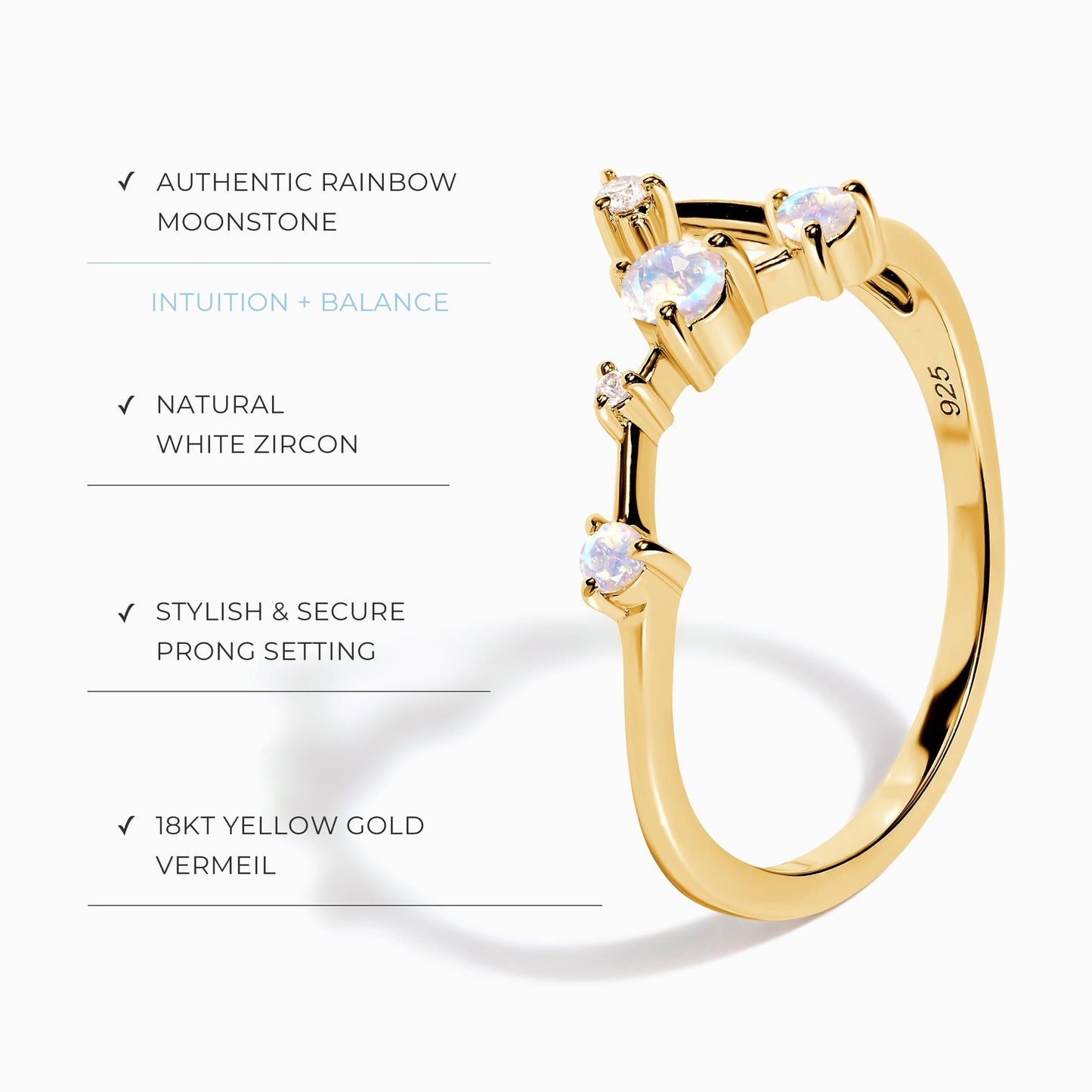 Bague en pierre de lune - Constellation du Cancer