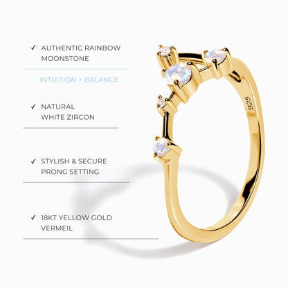 Bague en pierre de lune - Constellation du Cancer