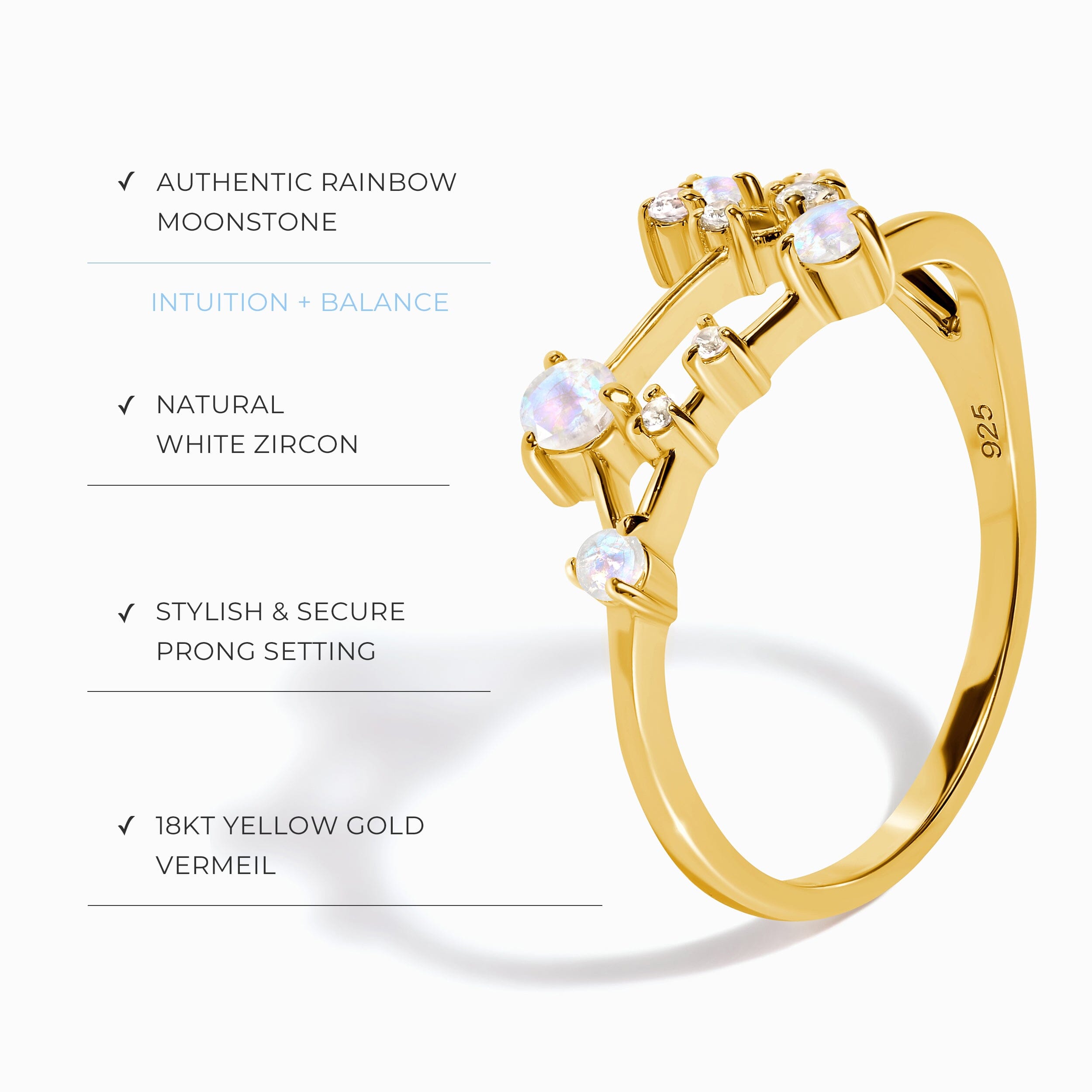 Moonstone Ring - Leo Zodiac Constellation