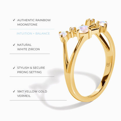 Bague en pierre de lune - Constellation du zodiaque Balance