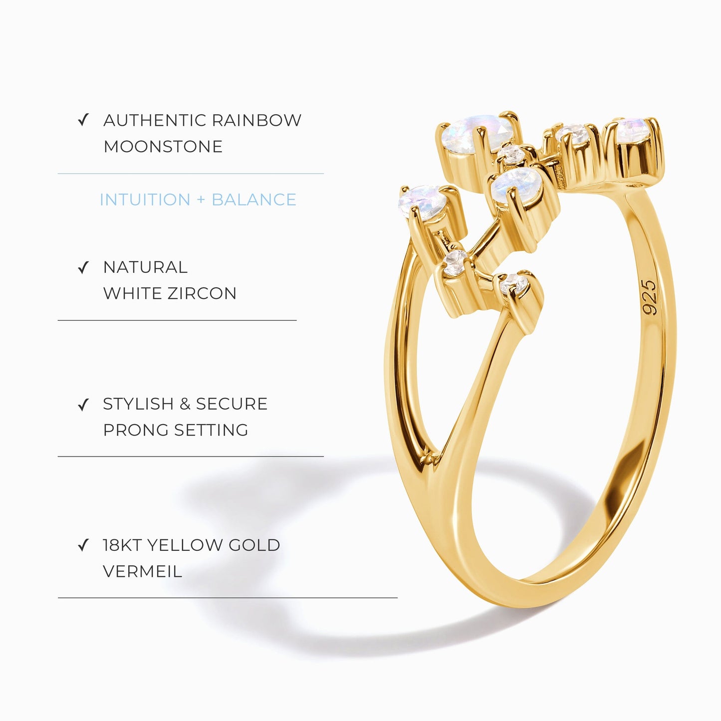 Bague en pierre de lune - Constellation du Scorpion