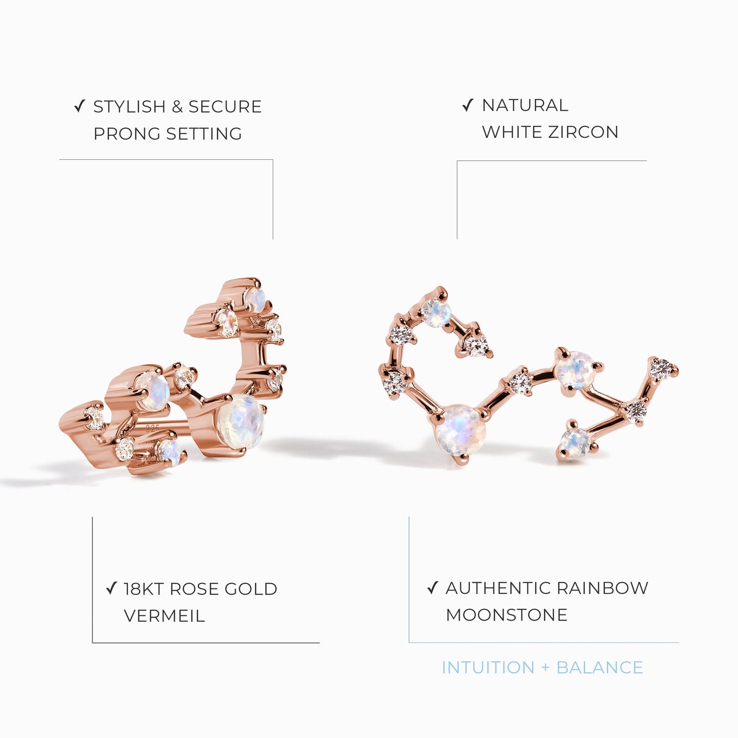 Boucles d'oreilles en pierre de lune - Constellation du Scorpion