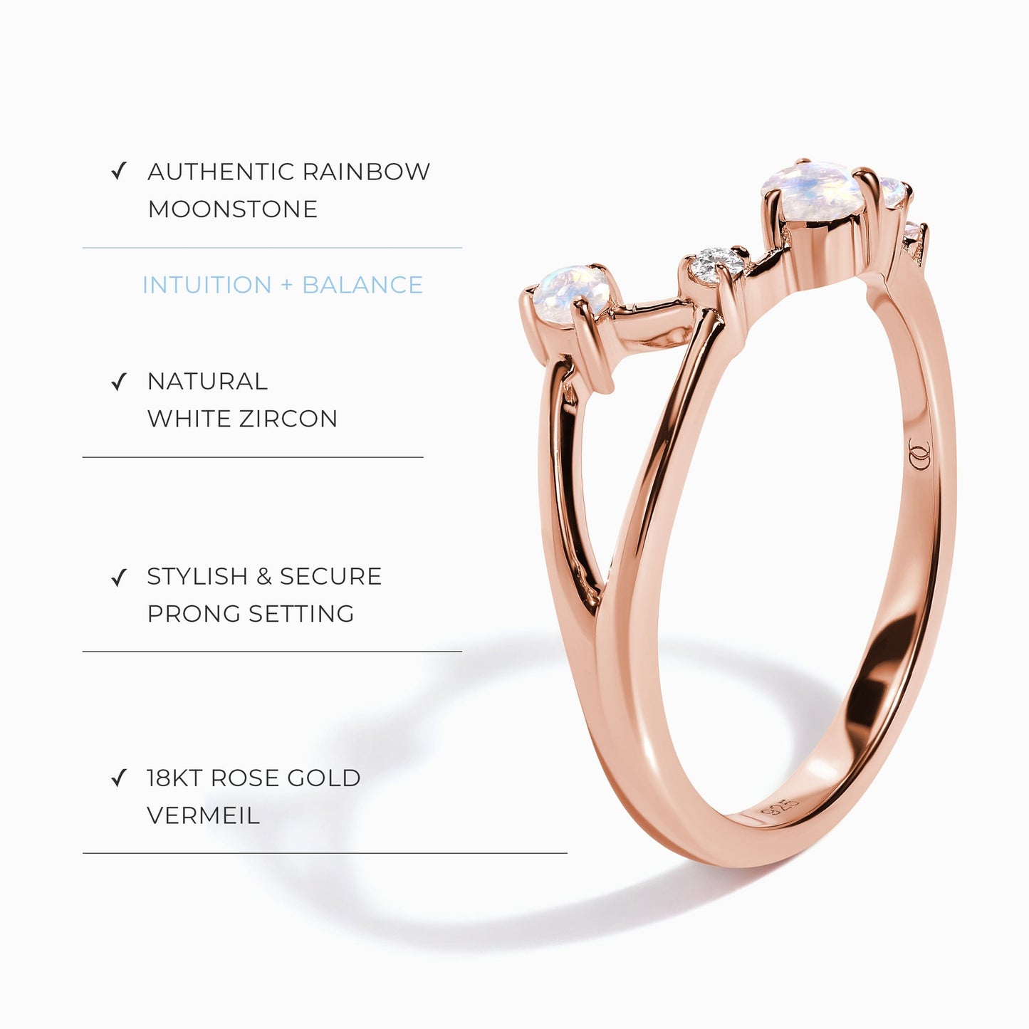 Bague en pierre de lune - Constellation du Bélier