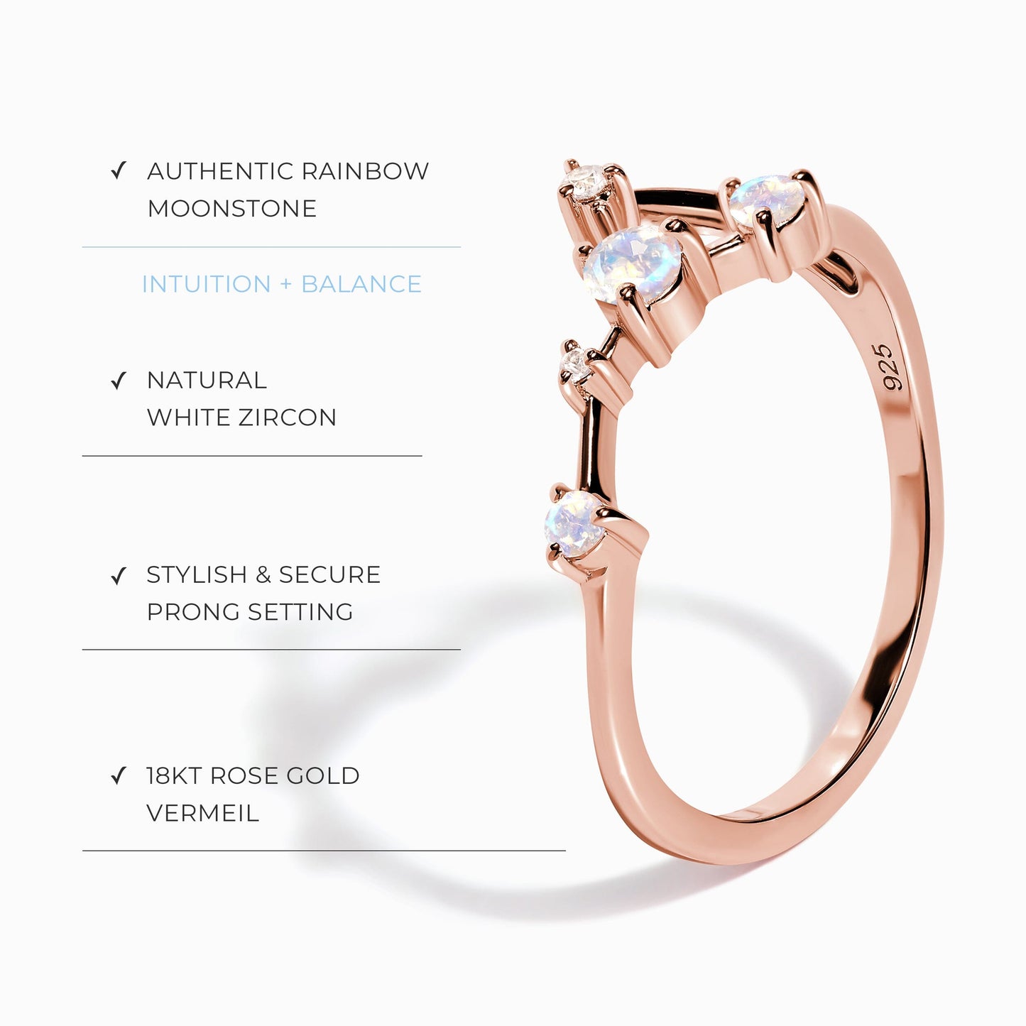 Bague en pierre de lune - Constellation du Cancer