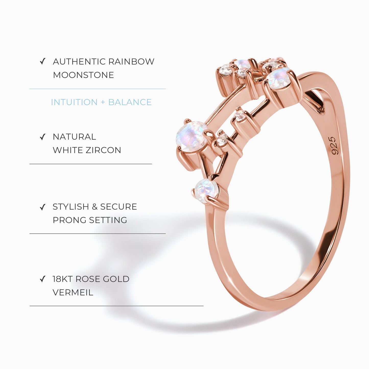 Bague en pierre de lune - Constellation du Lion
