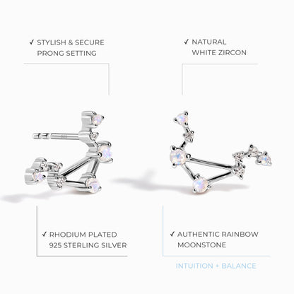 Boucles d'oreilles en pierre de lune - Constellation du zodiaque Balance