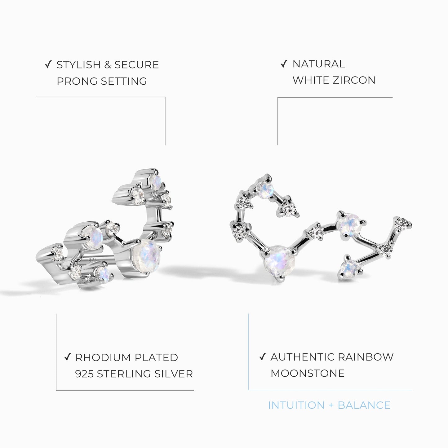 Boucles d'oreilles en pierre de lune - Constellation du Scorpion
