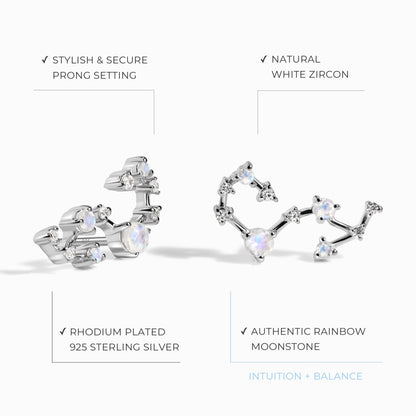 Boucles d'oreilles en pierre de lune - Constellation du Scorpion