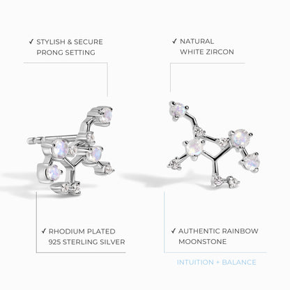 Boucles d'oreilles en pierre de lune - Constellation du zodiaque Vierge